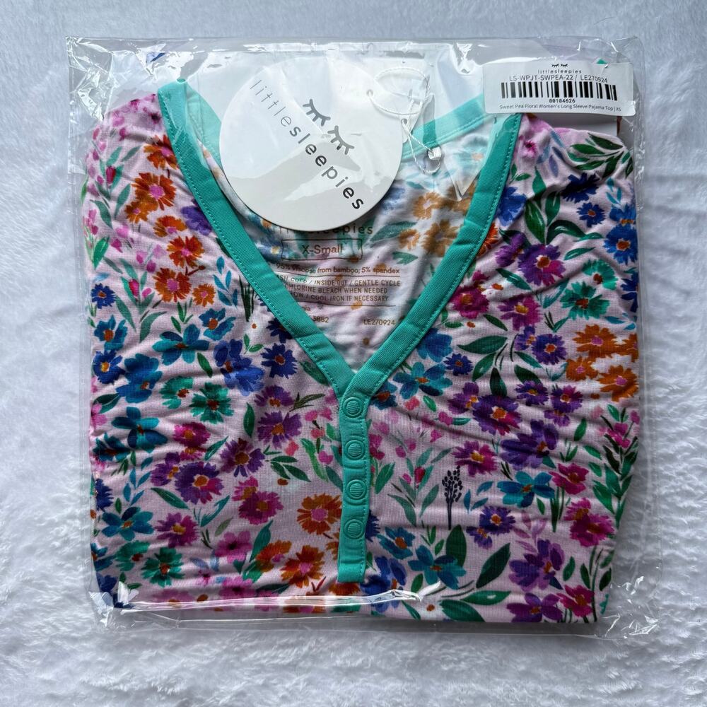 NEW Little Sleepies Sweet Pea Floral Women's Long Sleeve Top Size Small